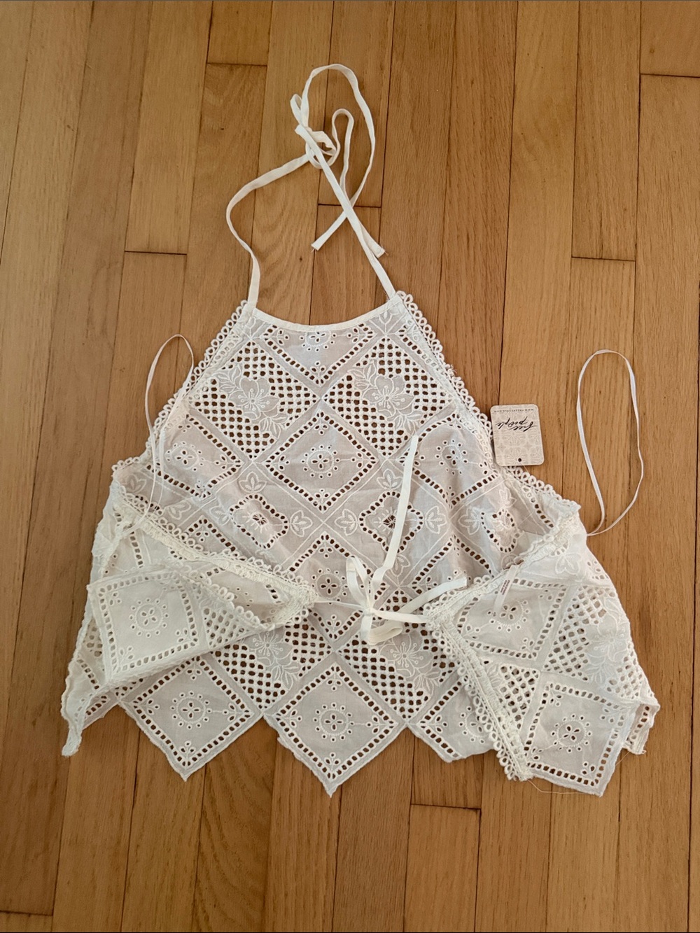 Free People White Crochet Halter Tank Top - Picture 2 of 4